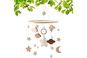 WUKESIFY Bébé Mobile, Musical Lit Bébé, Bois Berceau Bébé Jouet, Suspendu Hochet Mobile Pour Cadeaux De Naissance Pour Fille Garçon Décoration De Chambre