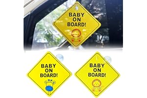 AFCJLTO Baby an Bord Warnschilder für das Auto, 2 Stück Sicherheits Autoschilder mit Saugnäpfen und abnehmbaren Kinder-Sicherheitsaufklebern in süßem Gelb， Ideal für Eltern mit kleinen Kindern