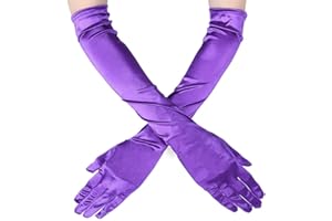 Ksnnrsng Damen Lange Handschuhe Satin Classic Opera Fest Party Hochzeit Braut Handschuhe 1920er Stil Handschuhe Elastisch Erwachsene Größe bis Handgelenk Länge