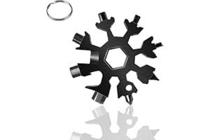 PTBWS Outil Multifonction Flocon de Neige 18 en 1,Clé à Flocon de Neige En Acier Inoxydable,Outil Flocon Neige,pour Les Voyages Quotidiens Camping Adventure Portatif Mini Tools Cadeau Noel（Noir）