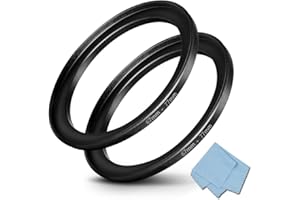 Komet Anillo elevador de 67 mm a 77 mm (2 paquetes), filtro de lente de cámara, accesorios convertidores de lentes, negro, aleación de aluminio