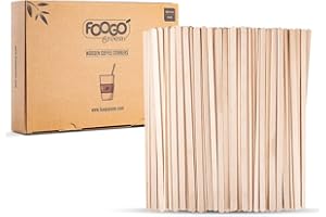 FOOGO Green 500 Cucchiaini da Caffè in Legno, Extra Lunghi 19 cm, Certificati FSC®, Cucchiaini per Cocktail, Bastoncini in Legno per Artigianato, Bevande Calde e Fredde, Compostabili e Resistenti