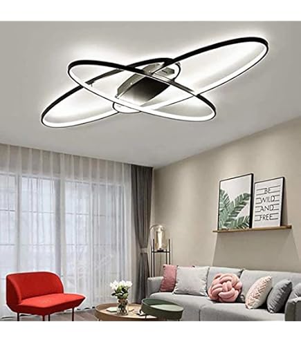 Lampadario LED Moderno 51W A Soffitto - Anelli E Cerchi Bianchi 79x57 Cm - 2550 Lm, 4000K Naturale - Per Soggiorno, Cucina, Camera Da Letto