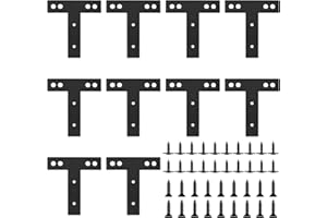 XINGWENHAO T-Shaped Flat Connectors, Pack of 10, Angle Brackets, T Angle Plate Flat Repair Brackets, Metal Corner Brackets, Furniture Fasteners for Wood Cabinet Table Chair - 125x134x1,8mm