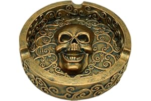 Puckator Cenicero - Calavera - Efecto Metálico - Oro Cepillado