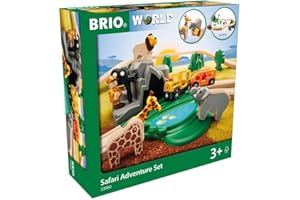 Brio World - 33960 - Circuit Reportage Safari - Coffret complet de 26 pièces avec animaux sauvages - Circuit de train en bois - Jouet mixte à partir de 3 ans