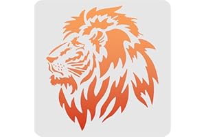 FINGERINSPIRE Stencil decorativi, 30 x 30 cm, stencil quadrati in plastica, stencil riutilizzabili per dipingere e disegnare su legno, pavimenti, pareti e tessuto, motivo: testa di leone