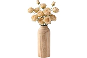 Dekorativ vas, trä, 25 cm hög, blomvas för sovrum, vardagsrum, trävas, rustik trävas, trävas med spår, trävas, kan rymma kons