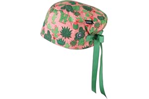 CALOMED Calot de Bloc Moderne Charlotte Chapeau Infirmière Bonnet en Tissu pour Personnels de Santé Euro Femme ou Homme Cheveux Courts (Cactus sur Rose)