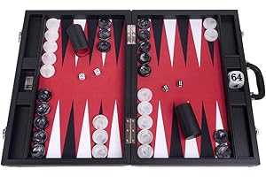 Wycliffe Brothers 21” Professional Backgammon Set – Black Case with Red Field - Masters Edition