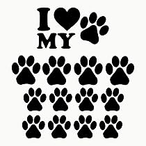 Adesivi Zampa Di Cane Con Cuore - Set Di 2, 10x11cm Bianchi Per Auto E Casa