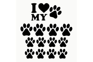 Autodomy Pegatinas Adhesivas Huellas de Perro para Coche o Moto Pack 13 Uds | Vinilo Huellas Perro Uso Exterior | Resisten la Lluvia, Sol y el Túnel de Lavado | Color Negro