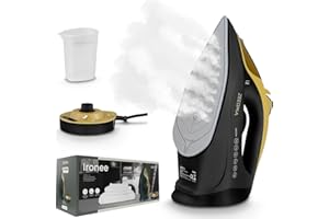 ZEEGMA IRONEE Fer à vapeur sans fil avec semelle en céramique 2600 W, pour repassage vapeur horizontal et vertical, récipient de 320 ml, fonction autonettoyante, anti-goutte et anticalcaire (Black)