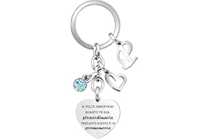 Krifton Regalo iniziale ispiratore del portachiavi,Argento Cuore Pendente ciondolo 26 Lettera A-Z Portachiavi Per Figlia Figlio Sorelle Amici Mamma promemoria Accessori