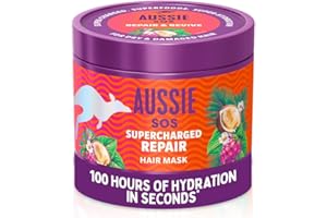 Aussie SOS Supercharged Repair Hair Mask 500ml for Dry and Damaged Hair. Helps Repair and Protect Against Damage Leaving Hair Soft, Smooth and Hydrated for 100 Hours. Vegan Formula