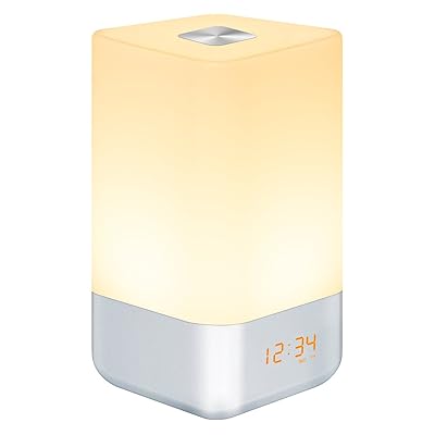 Wake Up Light Alarm Clock, Bedside Touch Lamp with Sunrise Simulation, 5 Natural Sounds, Multi Light Modes, USB Rechargeable, HogarTech Touch Control Night Light for Bedroom [Upgraded Version]