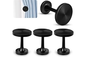 TOKPLNU Curtain Holdbacks, 4 Pack Black Metal Curtain Tie Backs Hooks Decorative Medallion Wall Mounted Curtain Hold Back Modern Vintage Drapery Tiebacks Tassel Holder