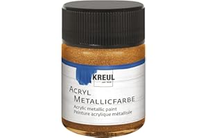 Kreul 77583 - Acrylique Métallique, 50 ml verre en bronze doré, peinture acrylique glamour à effet métallique à base d'eau, couvrante et crémeuse, séchage rapide et résistante à l'eau