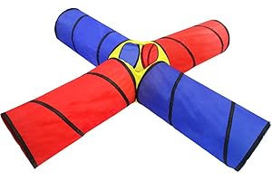 Meero London Kids Play Tunnels,4 Ways Indoor Outdoor Crawl Through Tunnel For Kids Dog Toddler Babies Children-Red & Blue