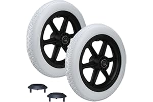 RMEET Set Sostituzione di 2 Ruota Posteriore Manuale per Sedia a Rotelle, Non Gonfiabile, Accessori per Carrozzina Disabili,Grigio