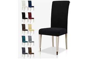 MAXIJIN Coprisedie con Schienale Elasticizzate, Lavabile Estraibile coprisedile, Antiscivolo Protezione sedia per Moderna Sala da Pranzo, Hotel, Ristorante (Nero, 4)