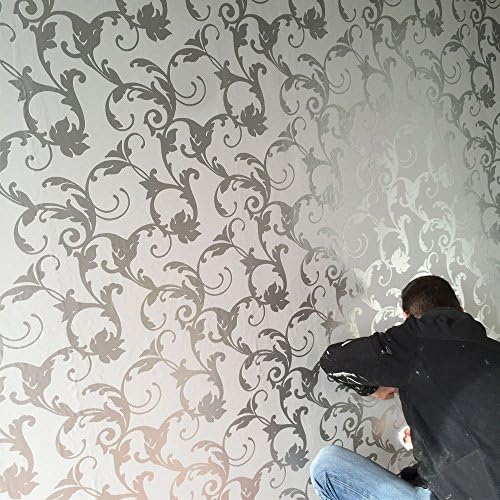 3D Damask Wallpaper - Silver and Grey Feature Wall Design - Distinct London ®