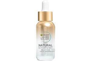 Garnier Ambre Solaire Bronzeur naturel, gouttes autobronzantes pour le visage, acide hyaluronique et eau de coco, éclat sur mesure, faux bronzage progressif et naturel, approuvé par Cruelty Free Inter