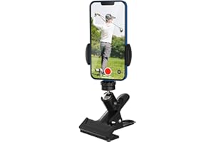 MoKo Phone Stand Golf Cart Mount, Cell Phone Holder Golf Analyzer Accessories for Recording Golf Swing Multi Angles Clip Holder for Live Streaming Photography Fits 4.7" - 6.8" Phones, Black