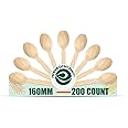 ECO SOUL [160mm, 200 Pack] Disposable Spoons | Wooden Dining Flatware | Ideal for Kids Birthday, Wedding & Party