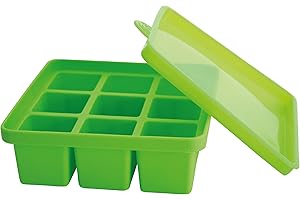 dentistar Gefrierform aus Silikon mit Deckel zum Einfrieren und Aufbewahrung von Babynahrung, Beikost oder Muttermilch - Einfrierbehälter 9 x 60 ml - Eiswürfelbehälter BPA-frei aus 100% Silikon