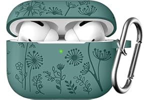 Easuny Gravierte Hülle Kompatibel mit AirPods Pro 2 Hülle 2022, Silikon Stoßfeste Schutzhülle Kompatibel für Apple AirPods Pro 2nd/1st Generation Case, mit Karabiner [Front-LED Sichtbar], Kieferngrün