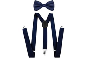 Malaxlx Kids Braces Bowtie Set Toddler Children Elastic Adjustable Suspenders with Bow Ties Gift for 12 Months - 9 Years Boys Girls