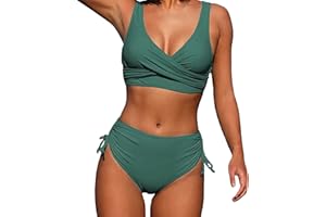GENERIC Bikini Donna Vita Alta Curvy Due Pezzi Costumi da Bagno Floreale Scollo a V Top Push Up Regolabile Costume da Bagno Hot Swimwear Beachwear Tutto Costumi Spiaggia 2024
