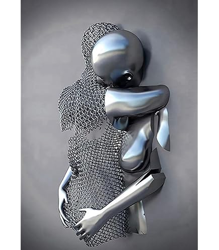 DLKAJFK 3D Romantic Lover Sculpture Poster Metal Figure Statue Art Love Heart Kiss Pictures Wall Art Black African Woman Wall Painting Without Frame Poster 03 3 Pieces 20 X 30 Cm - View #14