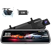 Jansite Jansite Upgraded 10'' Mirror Dash Cam Night Vision Front And Rear 1080p Backup Camera Fhd Full Touch Screen Car Recorder With Loop Recording G Sensor Parking Monitor 170 Wide Angle