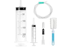 GOTFUN Duża strzykawka, 200 ml, plastikowa strzykawka, wielokrotnego użytku, z wężem, do płynów, aplikatorów kleju, eksperymentów, karmienia zwierząt domowych, hydroponiki, zastosowań naukowych (200 ml)