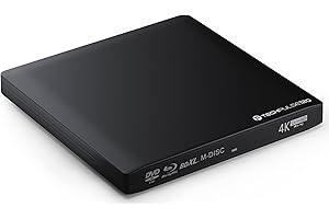 techPulse120 Esterno UHD USB 3.1 4K-Ultra HD Masterizzatore Lettore Blu-ray Blue BD Player BDXL Burner per PC USB-C M-Disc lettori BluRay 4K USB UltraHD nativo Alu Nero