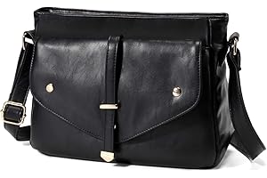 VASCHY Women Crossbody Bag, Soft PU Leather Shoulder Bag Fashion Ladies Handbag Purse with Adjustable Strap (Black)