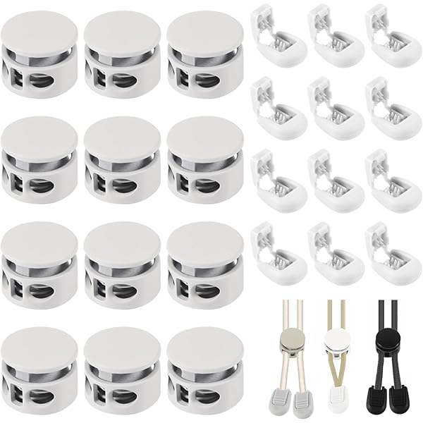 Fermacorda E Serrature Per Cavi - Set 36 Pezzi In Nylon Nero, Bianco E Trasparente