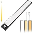 CTDZLED 51 LED Under Cabinet Light, 3 - Color Dimmable 30CM LED Motion Sensor Closet Lights, Under Counter Night Light for Kitchen Wardrobe Stairs (1Pack)