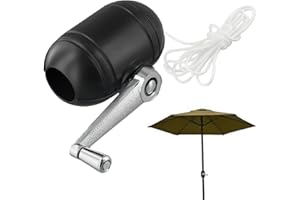 Drhomeam Parasol de terrasse d'extérieur, mécanisme d'inclinaison, manivelle avec pièce de rechange pour corde, parasol de jardin, balcon, mécanisme d'inclinaison, manivelle