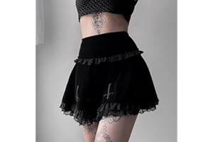 Zouyuan Dark Gothic Samt Rock Frauen Vintage Mall Goth Punk Cross Stickerei Hohe Taille Schwarz Spitze Trim Alternative Rock