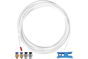 GHVACZS Wąż PTFE do drukarki 3D, 5 m, wąż do drukarki 3D z przecinakiem do węża, 2 wtyczki PC4-M6 i 2 wtyczki PC4-M10