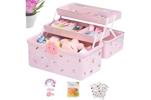 FMZRBNIH Lindo Joyero Para Niña - Organizador De Accesorios Para El Cabello De 3 Capas, Joyero De Viaje Para Niñas | Caja De Almacenamiento Impermeable Para Accesorios Para El Cabello De Niñas