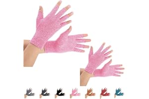 Brace Master 2 paires Gants d'Arthrites Compresse des Gants, Réchauffe des Joints de Doigt,Soulage les Douleurs Polyarthrite Rhumatoïde,Arthrose,Syndrome de Canal,Carpien,Tendinite(Rose, S)