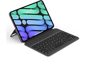 HOU Custodia per tastiera per iPad Mini 6 (8,3"), tastiera wireless Ultra Slim solo 210g, display di alimentazione, copertura protettiva magnetica Supporto iPad Mini 6a generazione 2021 - Nero