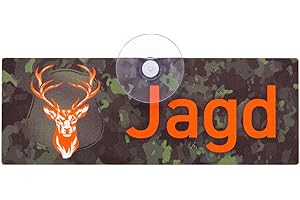 Wilde Hilde Original JAGD Premium Schild mit starkem Saugnapf für die Autoscheibe aus formstabilem Aluminiumverbund, UV- und witterungsbeständig, 18 x 6.5 cm - Made in Germany