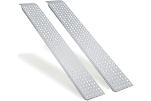 Ikodm Lot de 2 rampes de chargement en acier galvanisé - Charge maximale : 400 kg - Rampe de chargement pour moto, VTT, quad et voiture, Argenté 2X Auffahrrampe