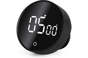 GeeRic Digital Kitchen Timers, 199 Minutes Countdown Countup Rotary Timer, Large LED Stopwatch, Volume Adjustable Kitchen, Study, Workout, and Office Timer Black