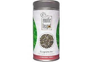 The Exotic Teapot - Supreme Gunpowder Tea, Large 200g Tin, Temple of Heaven, Loose Leaf Green Tea, Hand Rolled Leaves